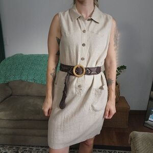 John Roberts Linen Blend Mini Dress Size 12